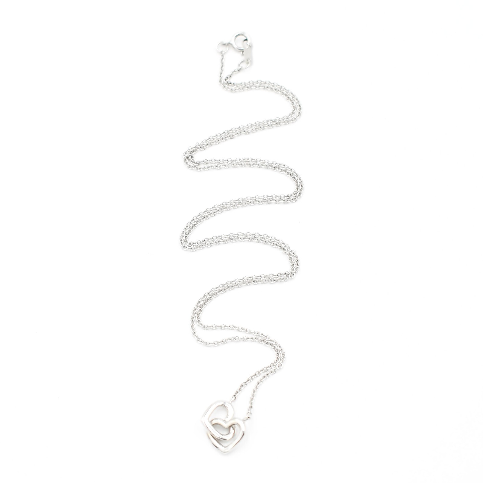14k White Gold Intertwined Heart/Love Cable Chain Link Necklace 16 1/4″