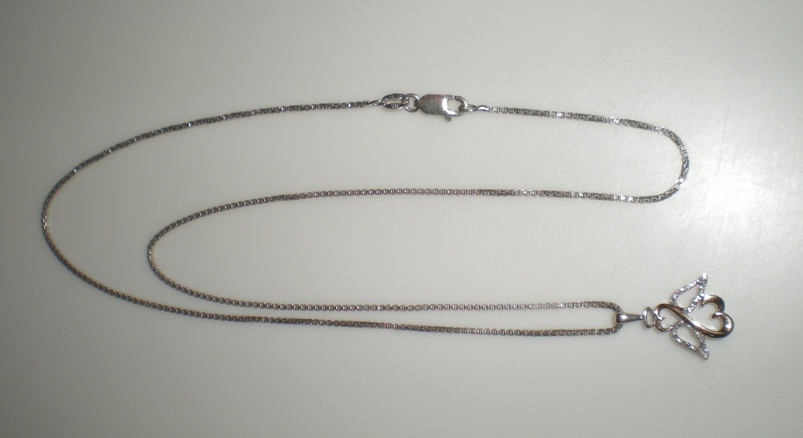 Jane Seymour Open Hearts 1/20ct SS 10K Rose Gold ANGEL Diamond Necklace KAY BOX