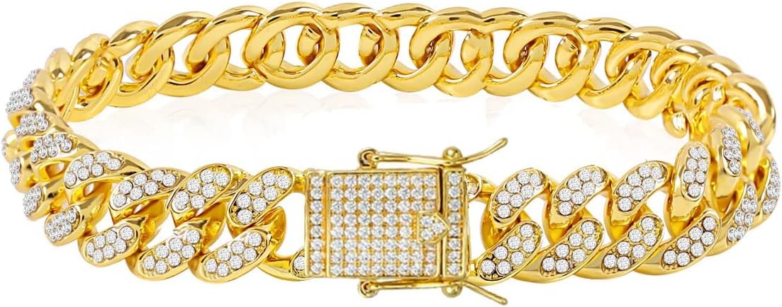 Cuban Link Anklets for Women Plus Size Large Ankle Bracelets Gold Silver Rhinest