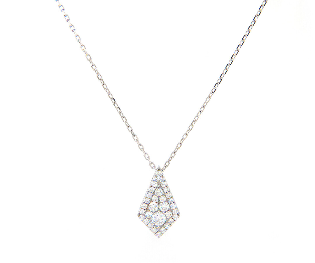 New Frederic Sage 0.89ctw Diamond Kite Shaped Firenze Pendant Necklace in 14K