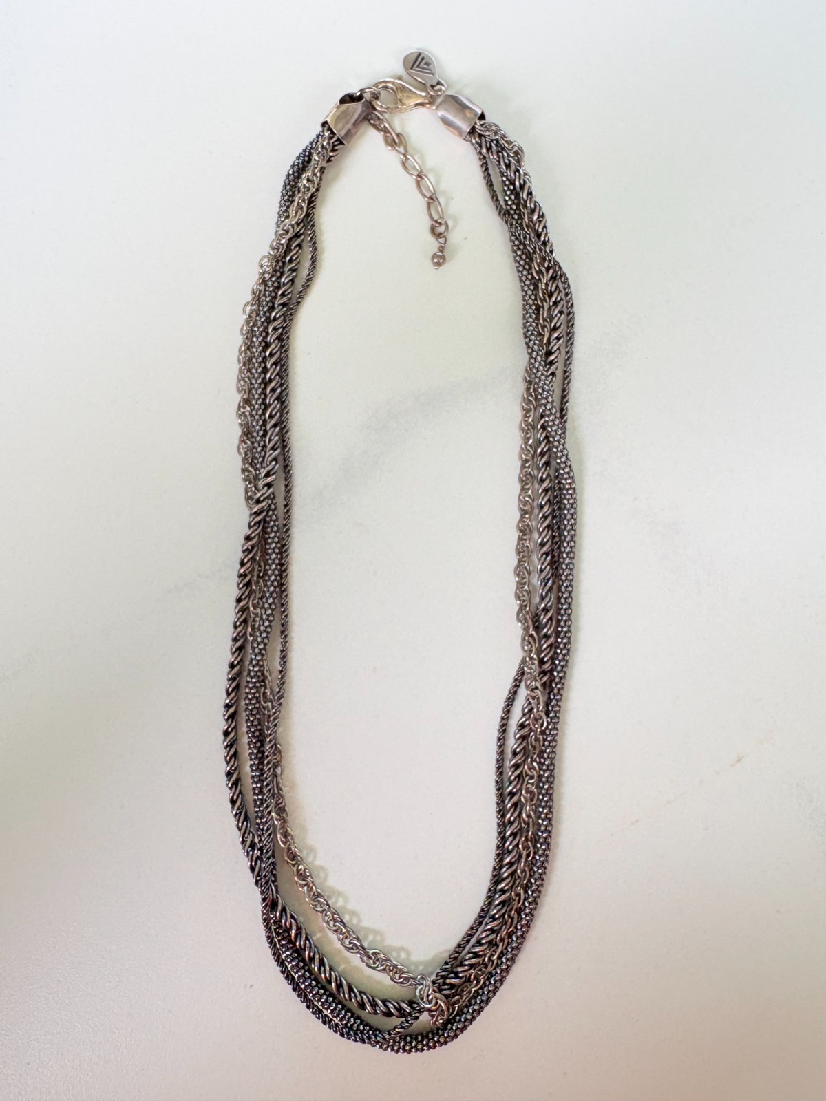 Spilada 925 Sterling Silver Oxidized 4 Piece Multi-Strand Chain Set 17″ 34 Grams