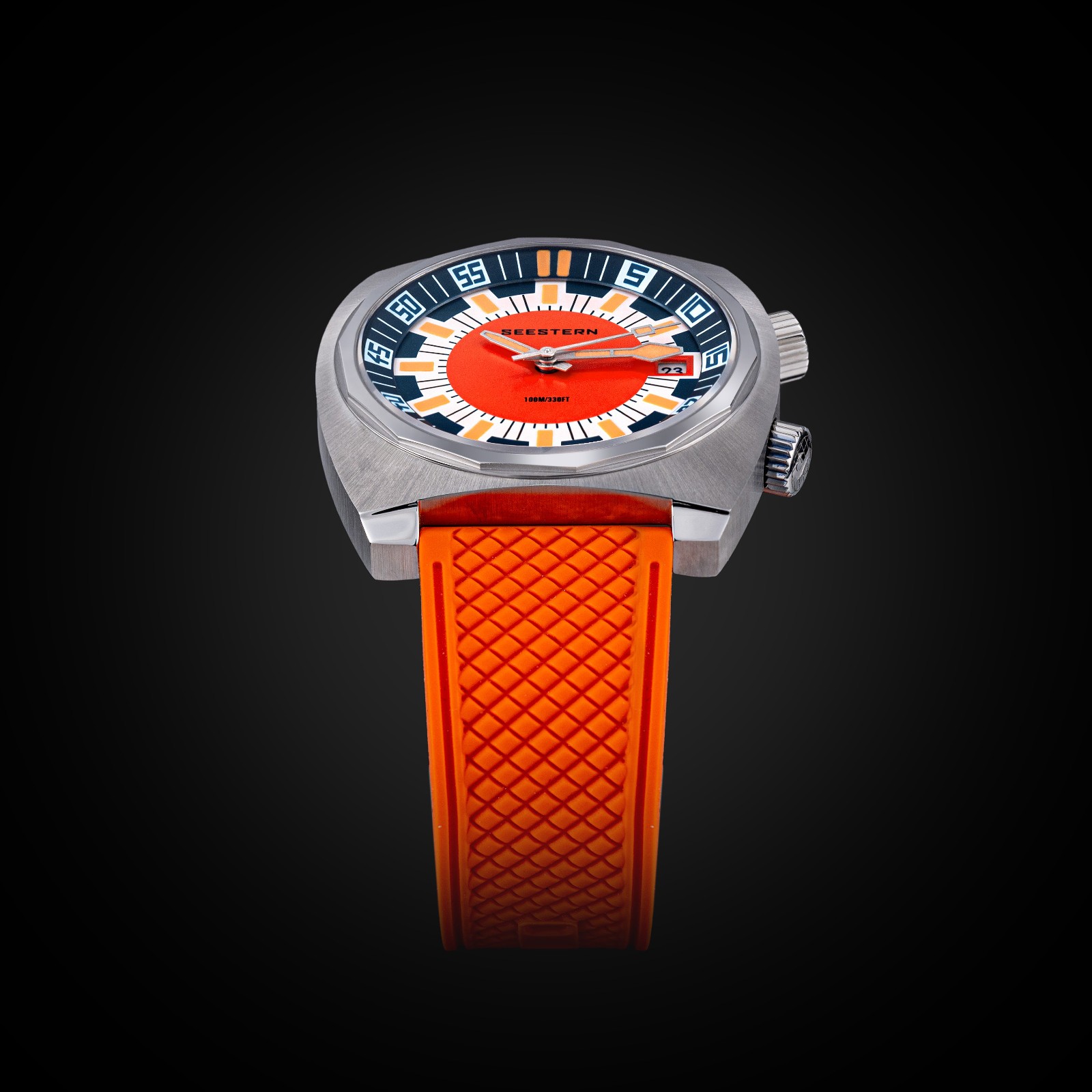 Seestern S471.01.O 38MM LUME Internal Bezel 100m DIVER’S Mens Sport Watch ORANGE