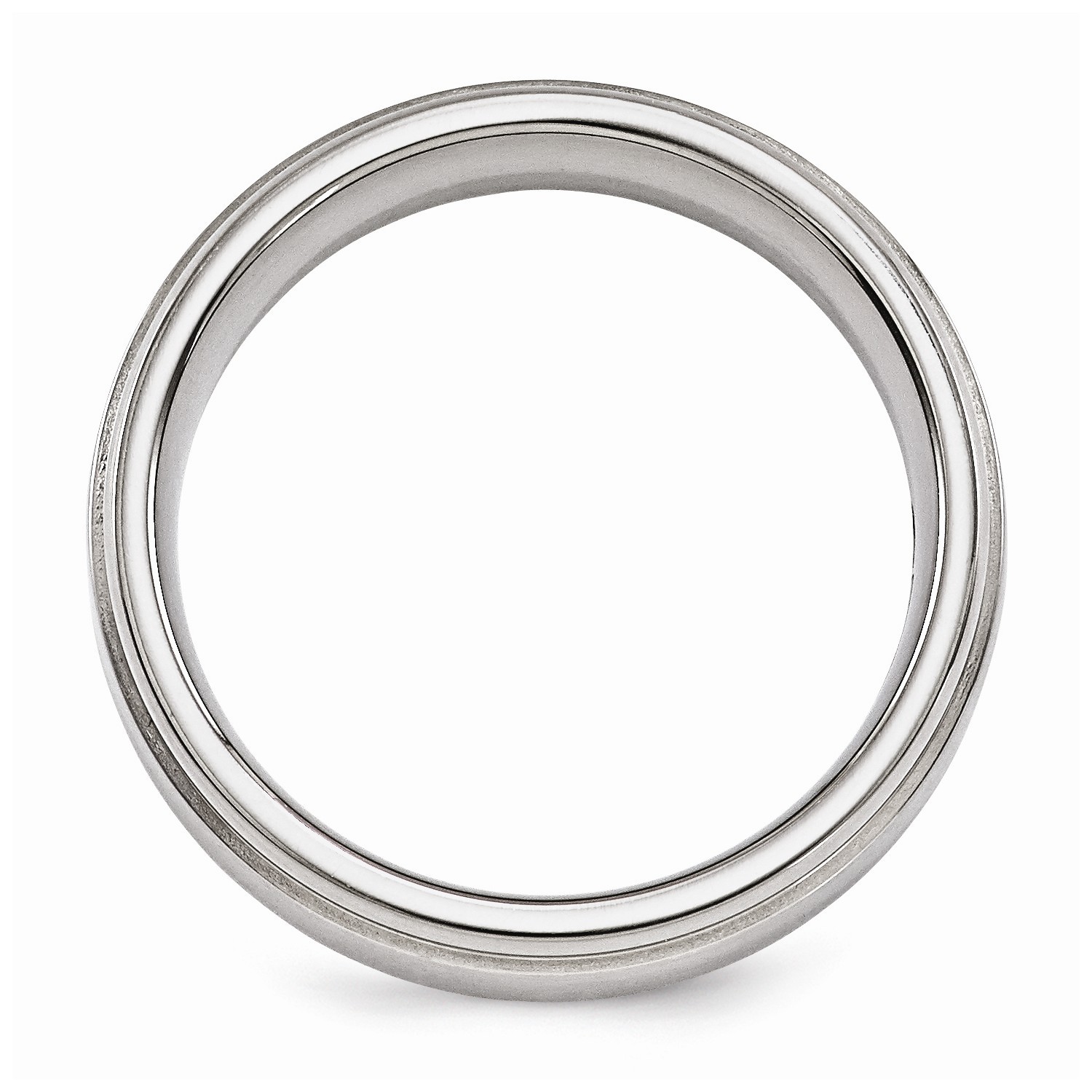 Edward Mirell Grey Titanium 7mm Brushed & Round Step Wedding Band Sizes 7 to 13