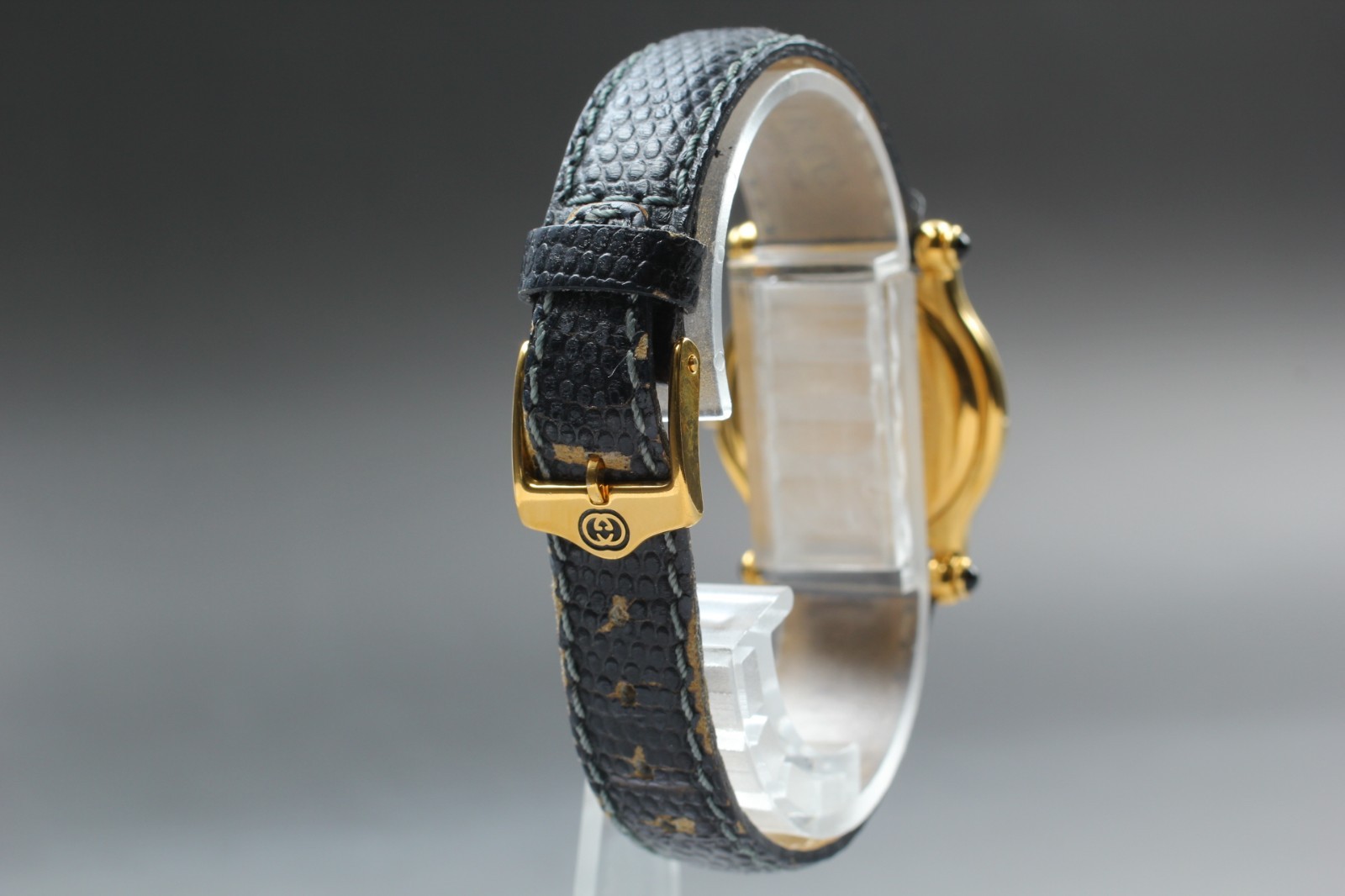 【EXC+++++】 Gucci 6500L Gold Plate Black Dial Lady’s Quartz Watch from JAPAN