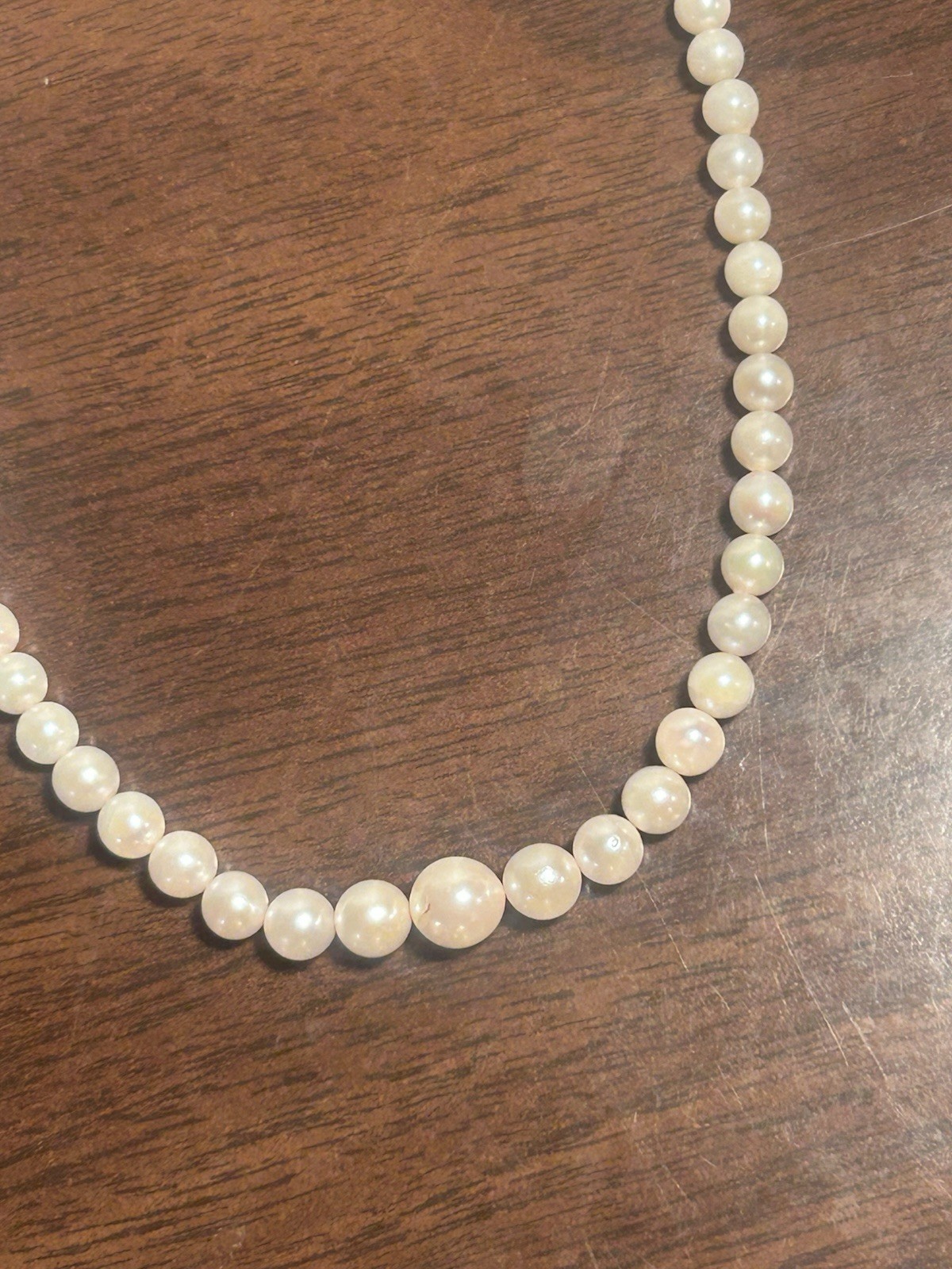 Solid 14k Gold Rhodium Plated Clasp Graduated Mother Of Pearl 15 Inch Necklace
