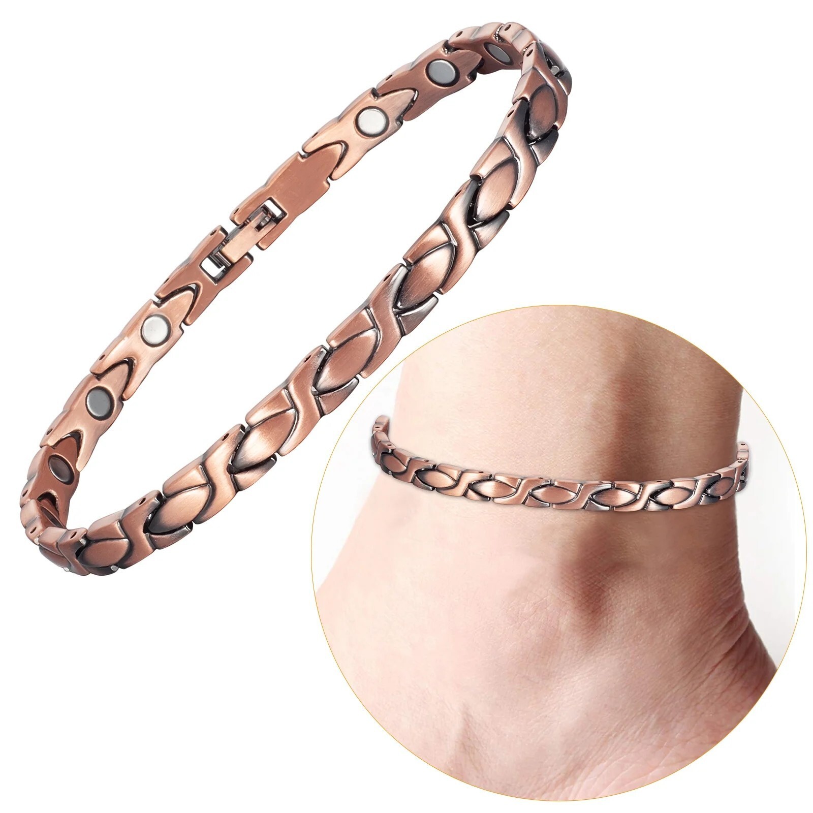 Copper Magnetic Ankle Bracelet 99.9% Pure Copper anklet for Women Relieve Pain