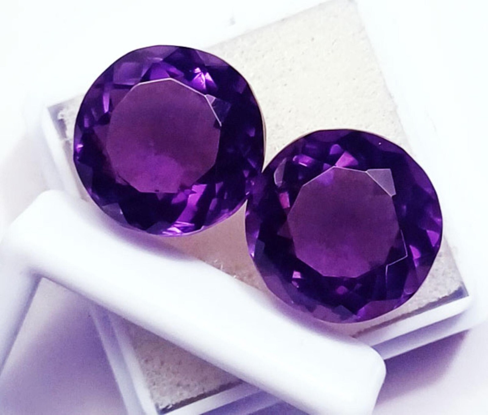 Round Cut Violet Amethyst 10 to 12 Ct Certified 2 Pcs Loose Gemstone ~ PV04