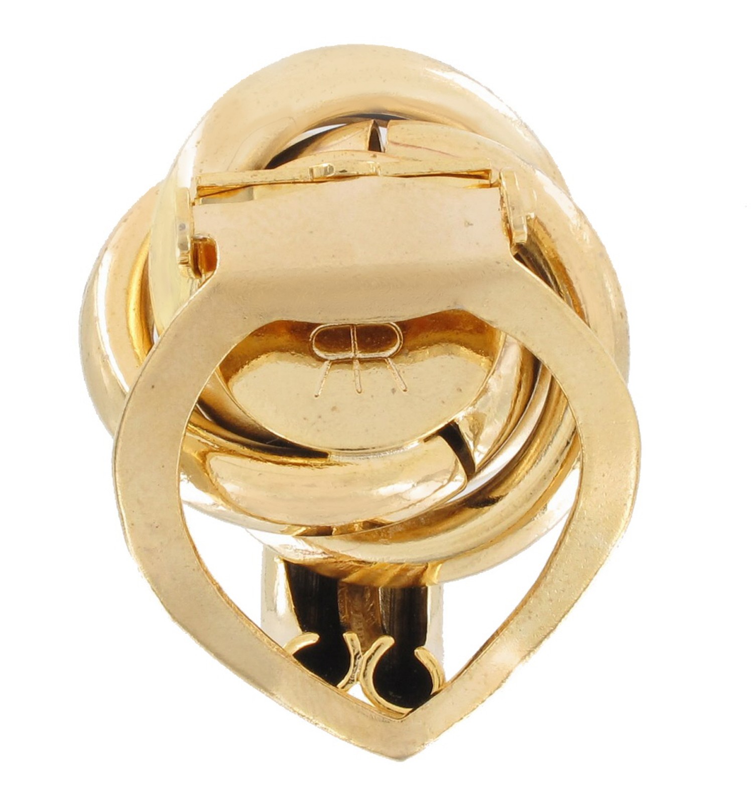 Classic Large Shiny Gold Tone Knot Signed RR Scarf Clip Ring 1 3/8″