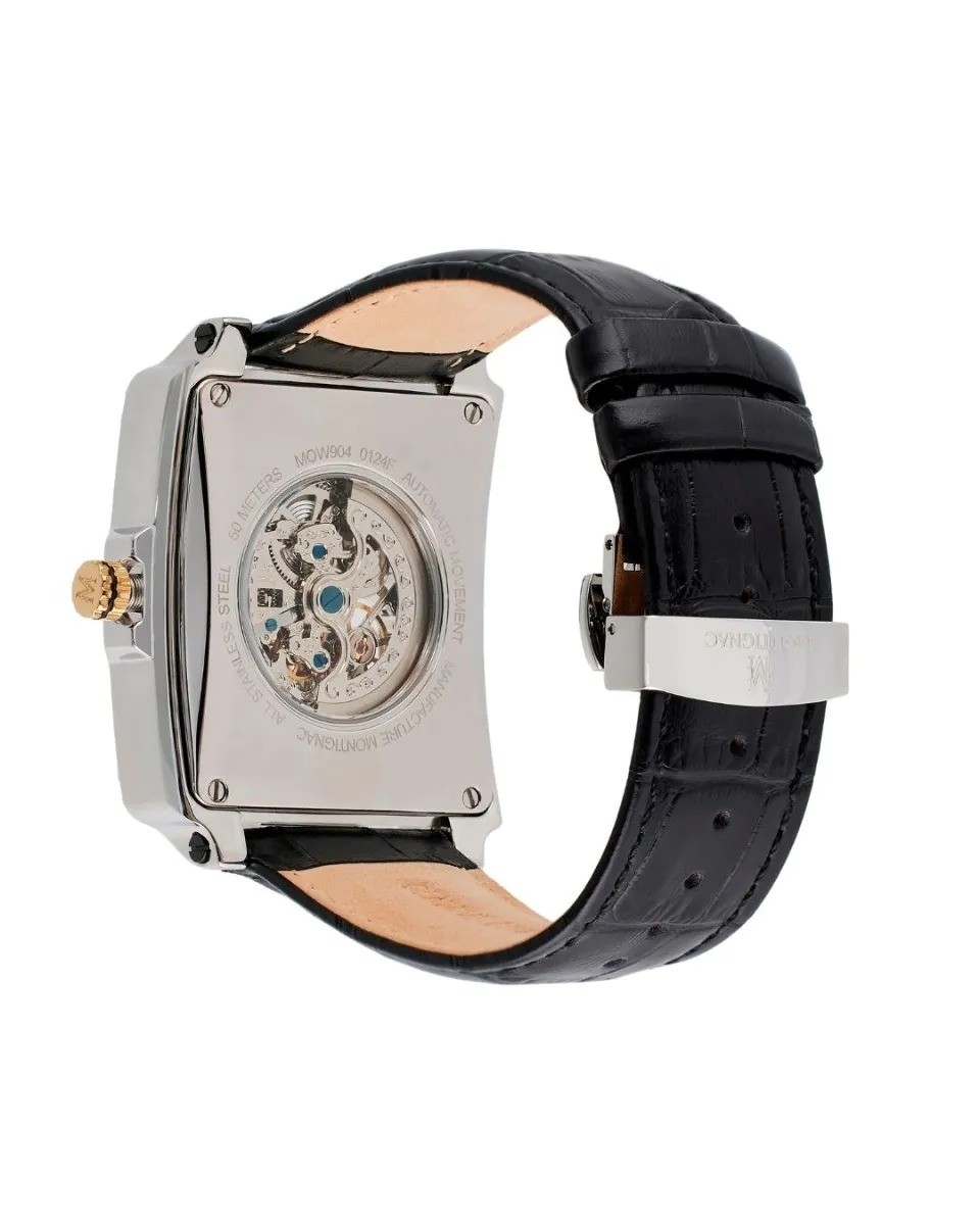 MONTIGNAC MOW904 Genuine Black Leather Automatic Men’s Watch