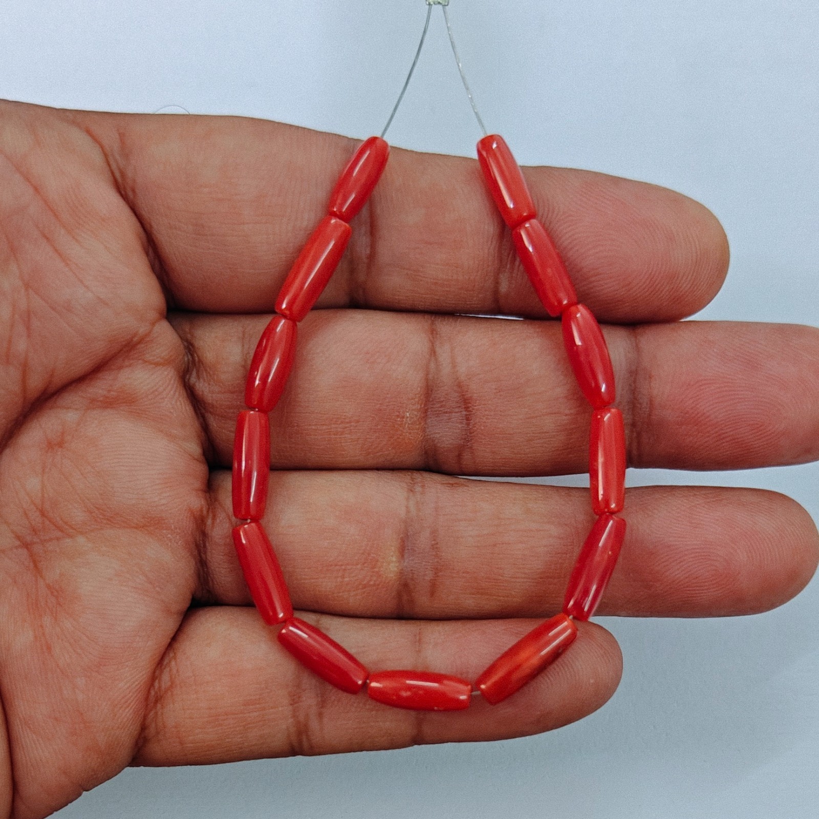 Italian Red Coral Drum Beads Loose Gemstone Organic Beads Jewellery Supply 26 Ct