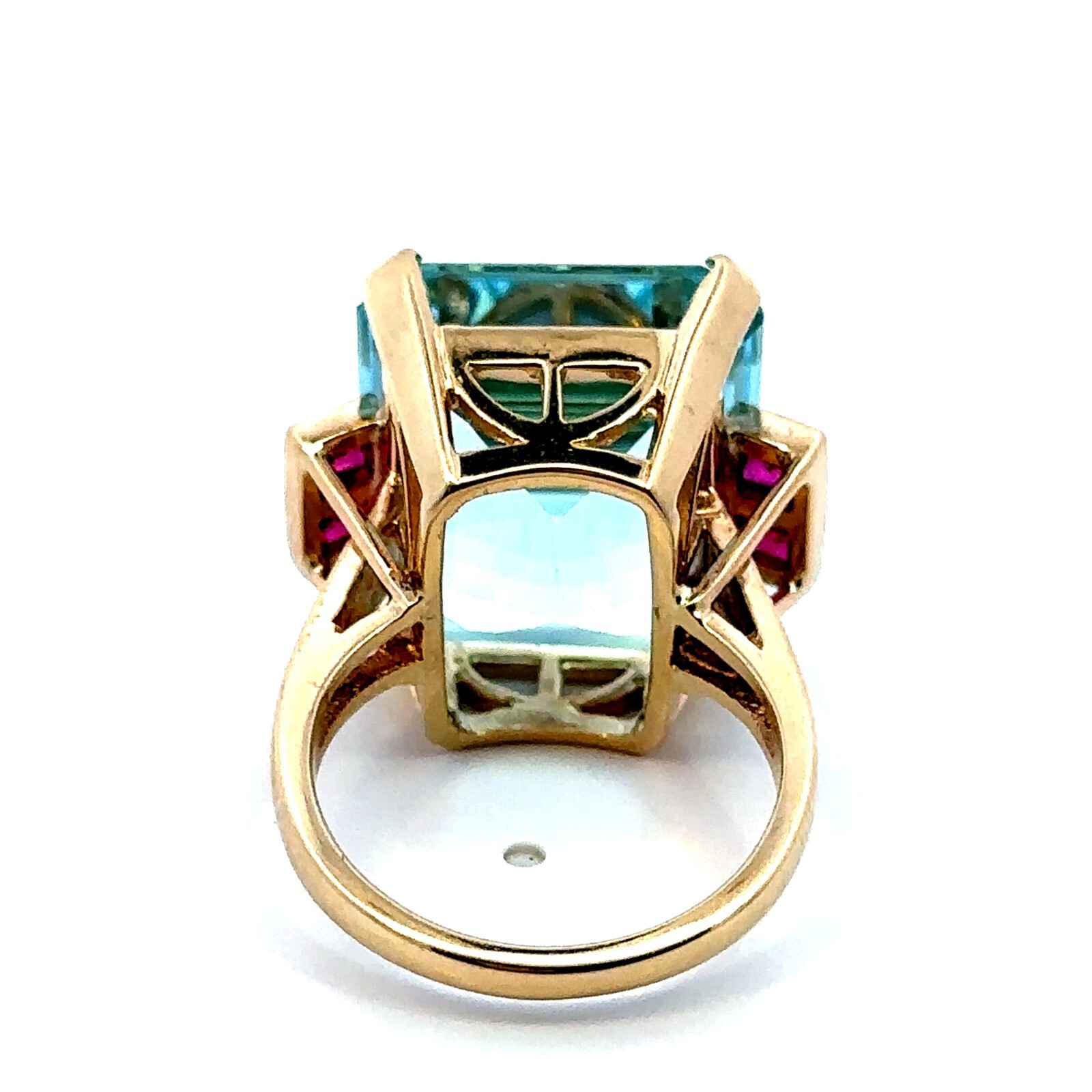 GIA Certified 18.60Cts Fine Quality Aquamarine & Ruby 14K Gold Ring 10.4g G039