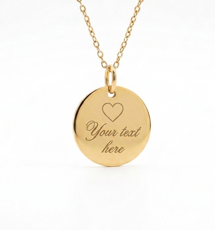Custom Text Necklace- Personalized Engraved Pendant Stainless Steel gold silver