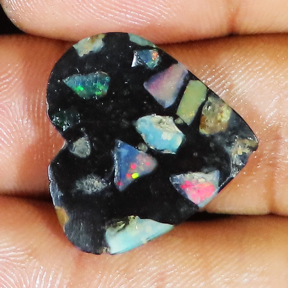 8.10 Cts Ethiopian Composite Opal Heart Cabochon Opal Gemstone 21x20x3 mm lp-191