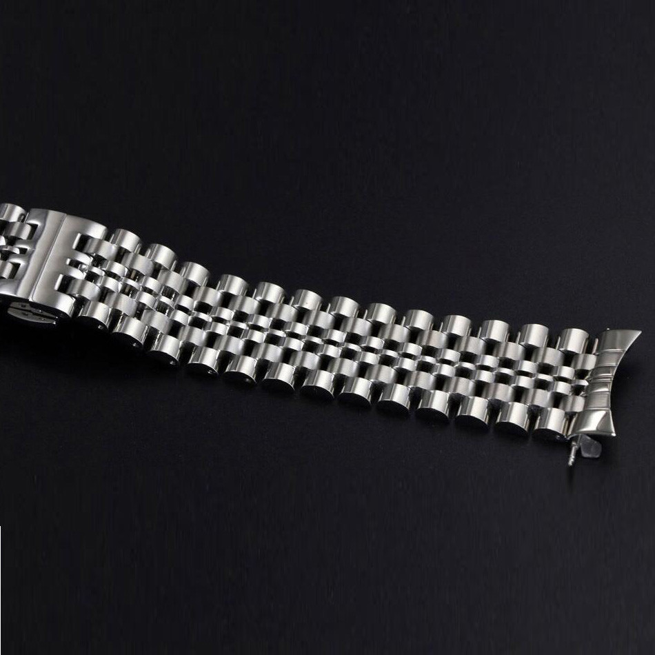 Curved Stainless Steel Bracelet Butterfly Clasp Replacement Watch Band Strap