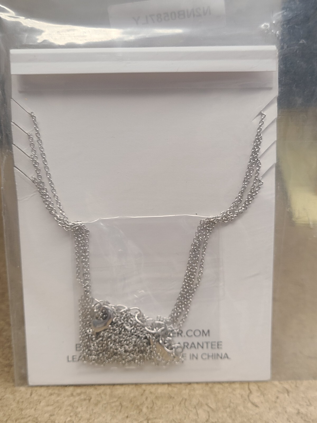 Sterling Forever Crescent & Bar Multi Layer Necklace Rhodium Plated Brass New
