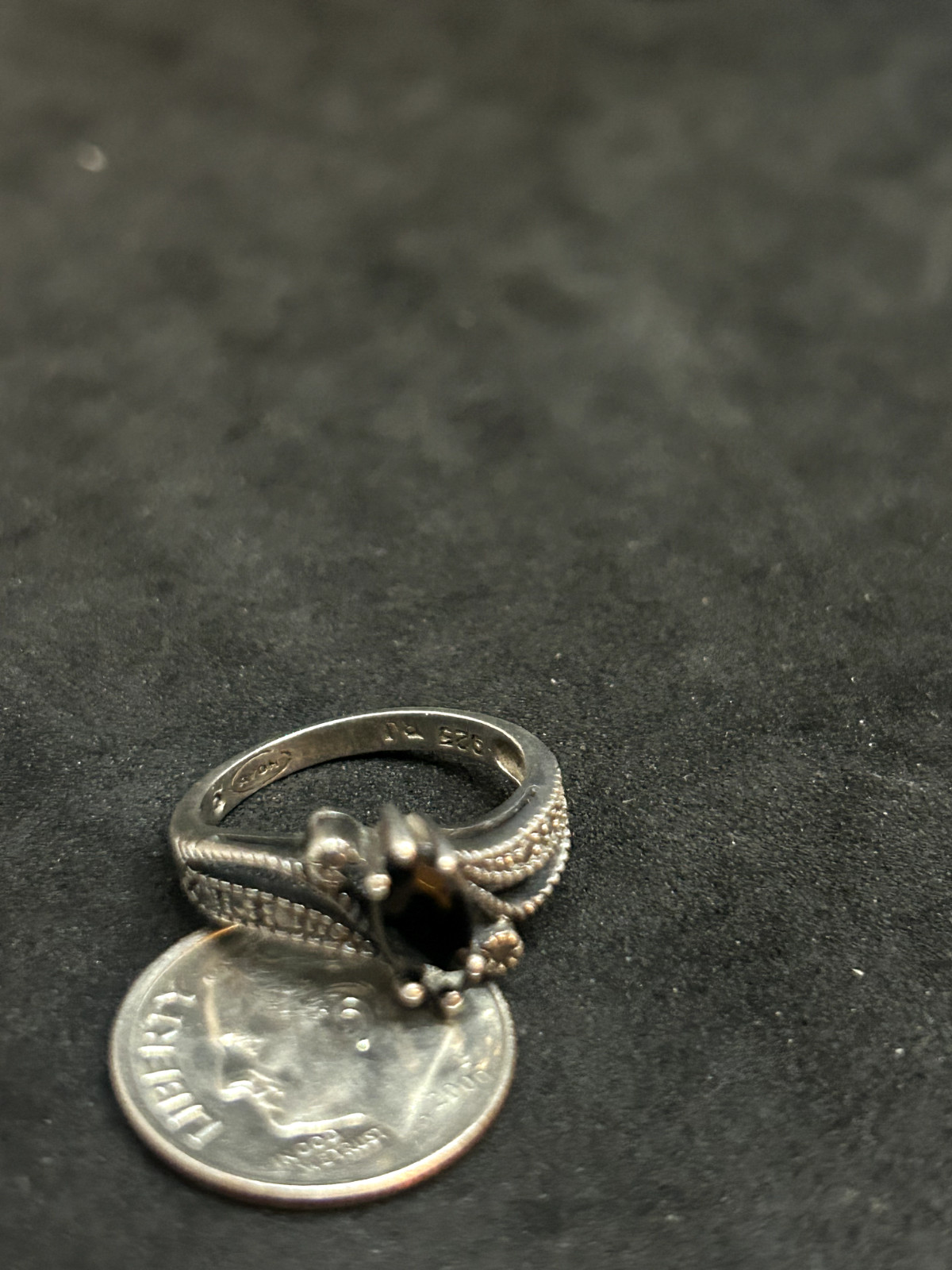 925 Sterling Marcasite Onyx Ring 9.2mm Sz 5 – 2.46g