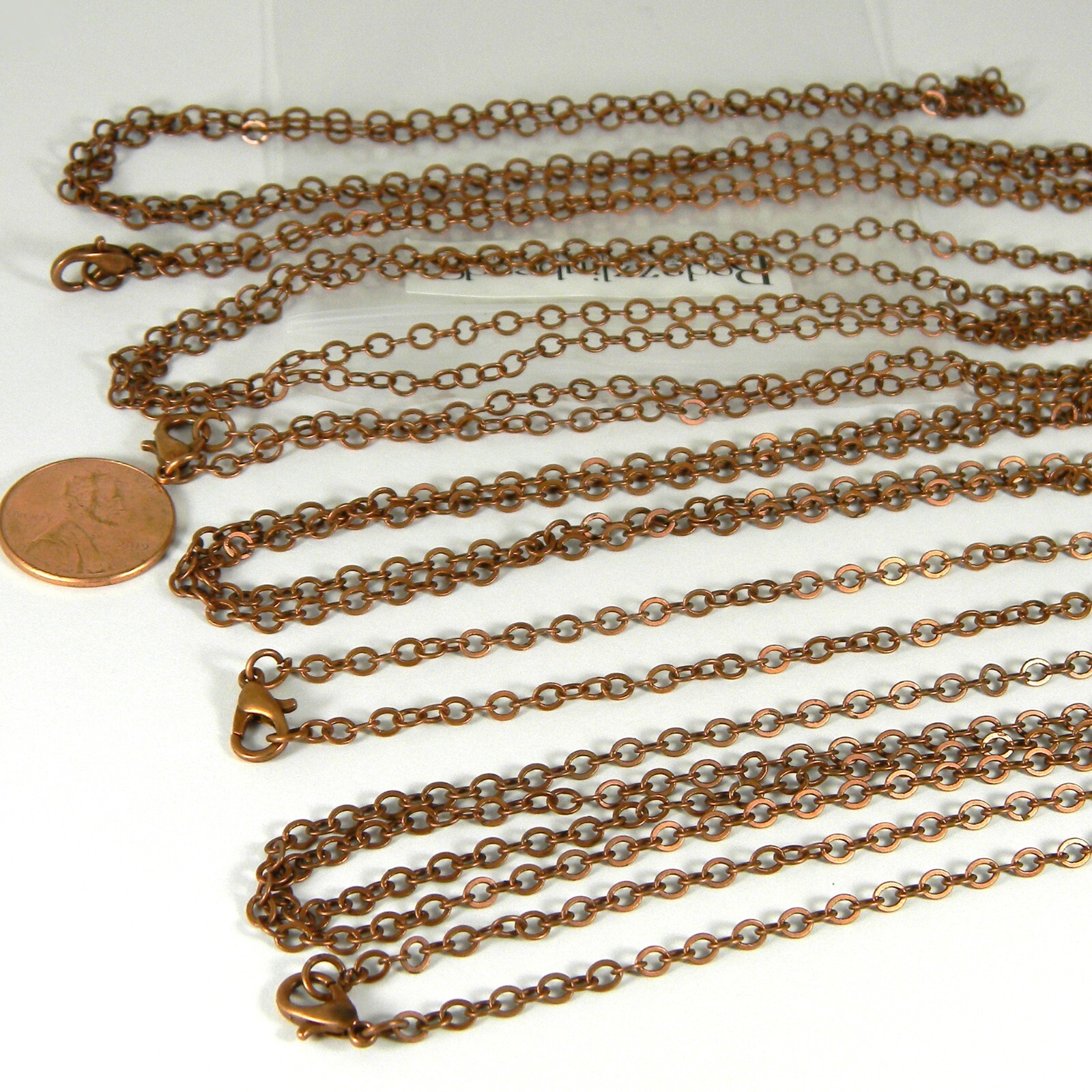 Lot of 4 Antique Copper Plated 32 Inch Cable Link Brass Metal Chain Necklaces