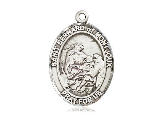 St Bernard Sterling Silver Pendant on a 24″ Light Rhodium Heavy Curb Chain.