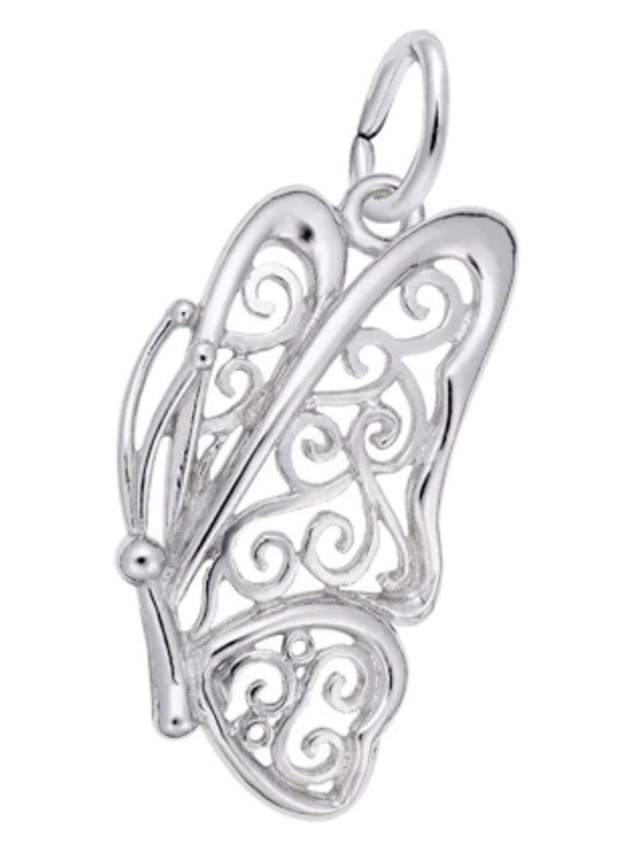 Sterling Silver 925 Filigree Butterfly Charm by Rembrandt New Gift Butterflies