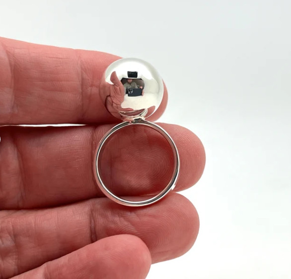 925 Sterling Silver Sphere Ring Handmade Sterling Ball Women Ring All Size SR533