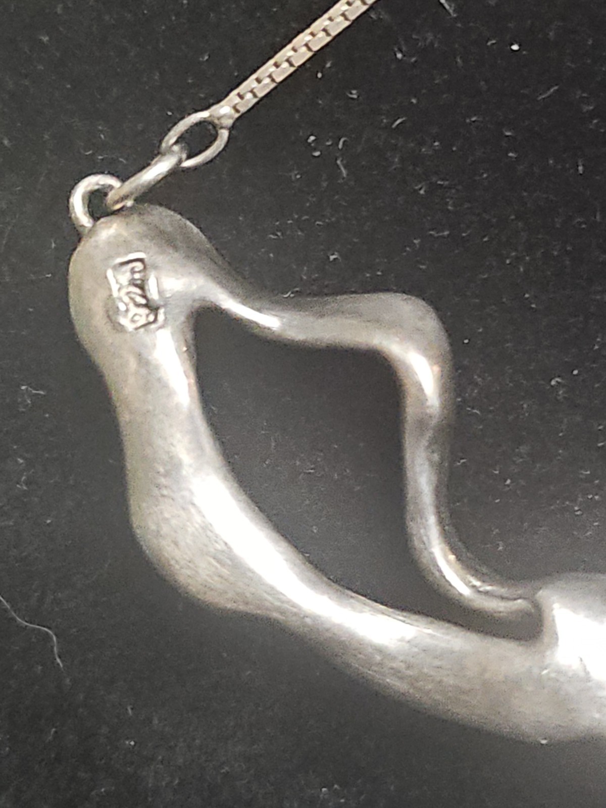 Vtg 17″ 925 Modernist Brutalist Melted Liquid Ribbon Fixed Pendant Necklace 7.5g