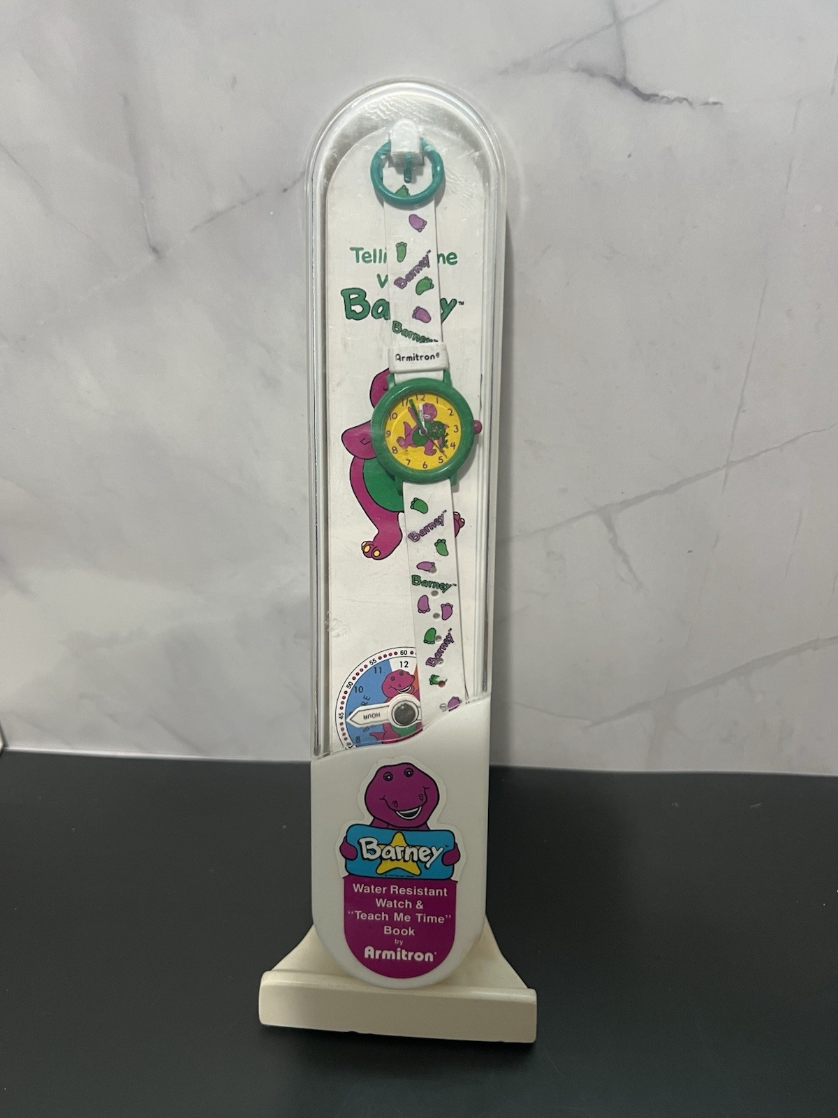 New Never Worn Vintage Armitron Barney Watch & Teach Me Time Book – New Battery