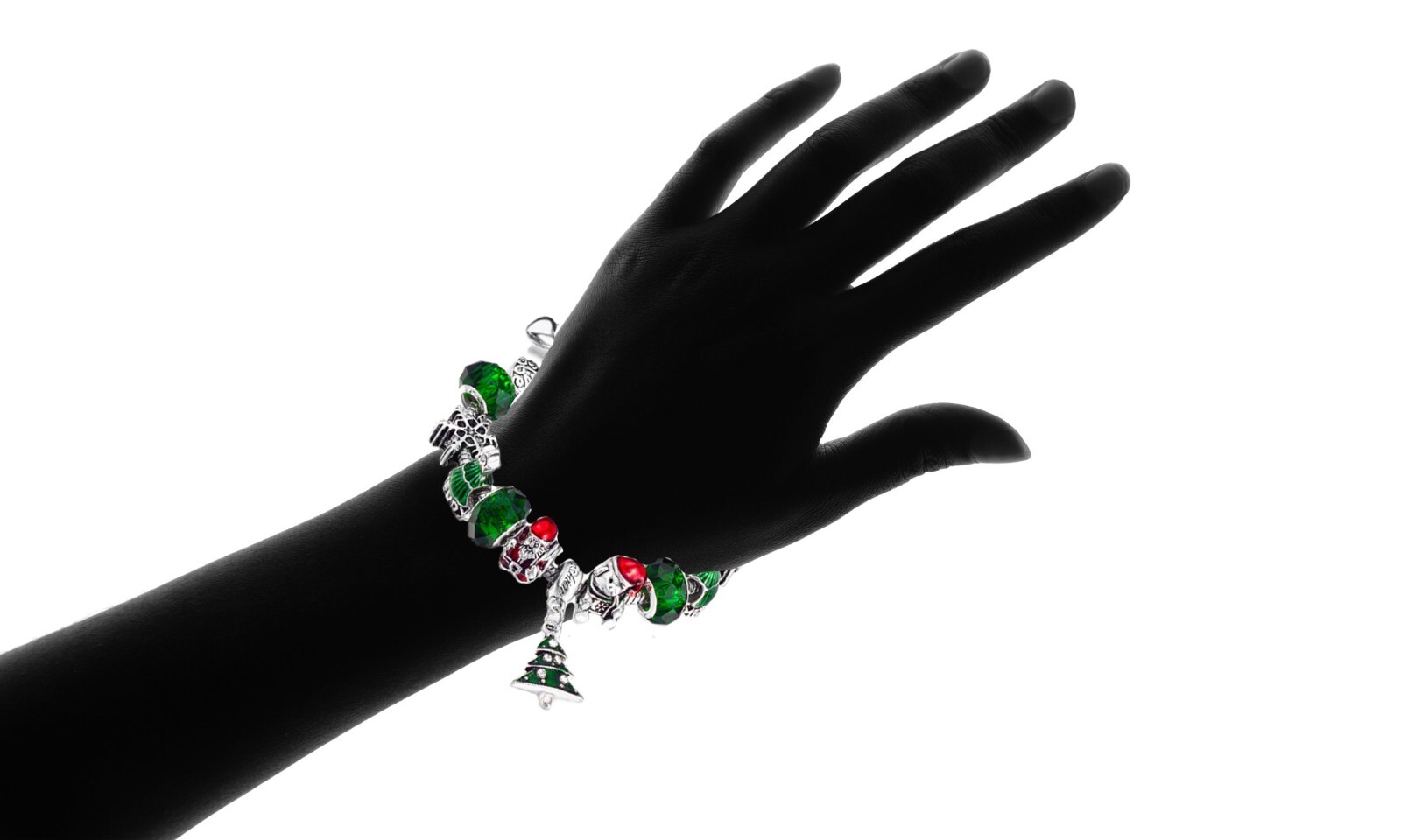 18K White Gold Plated Christmas Holiday Crystal Charm Bracelet Swarovski – 7.5″