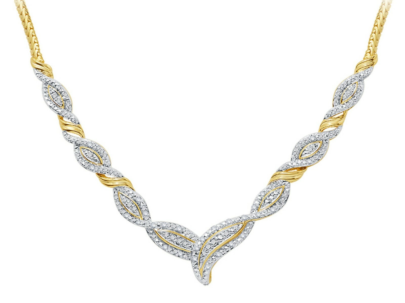 1/4 Cttw Gold Plated Two Tone Round Diamond Beautiful Necklace for Women