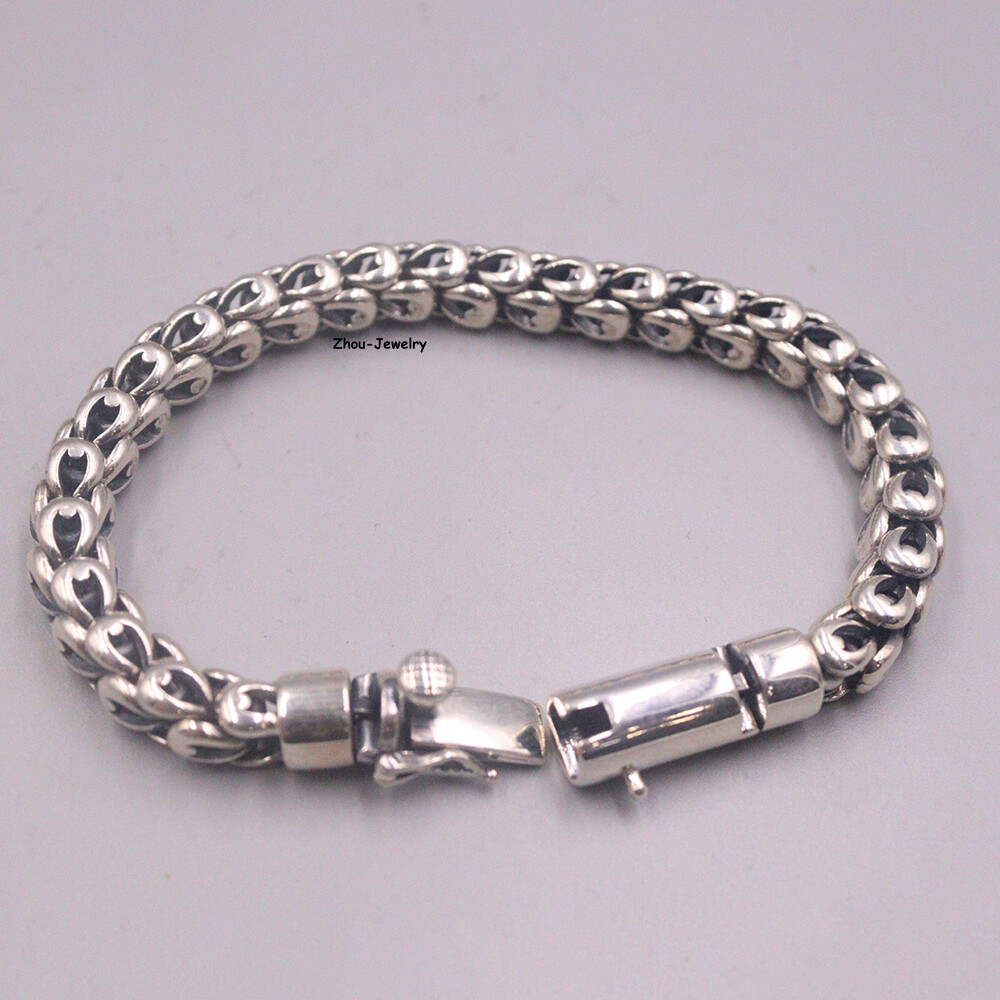 Pure S925 Sterling Silver Chain 8mm Phoenix Tail Link Bracelet 53-54g 8.26inch