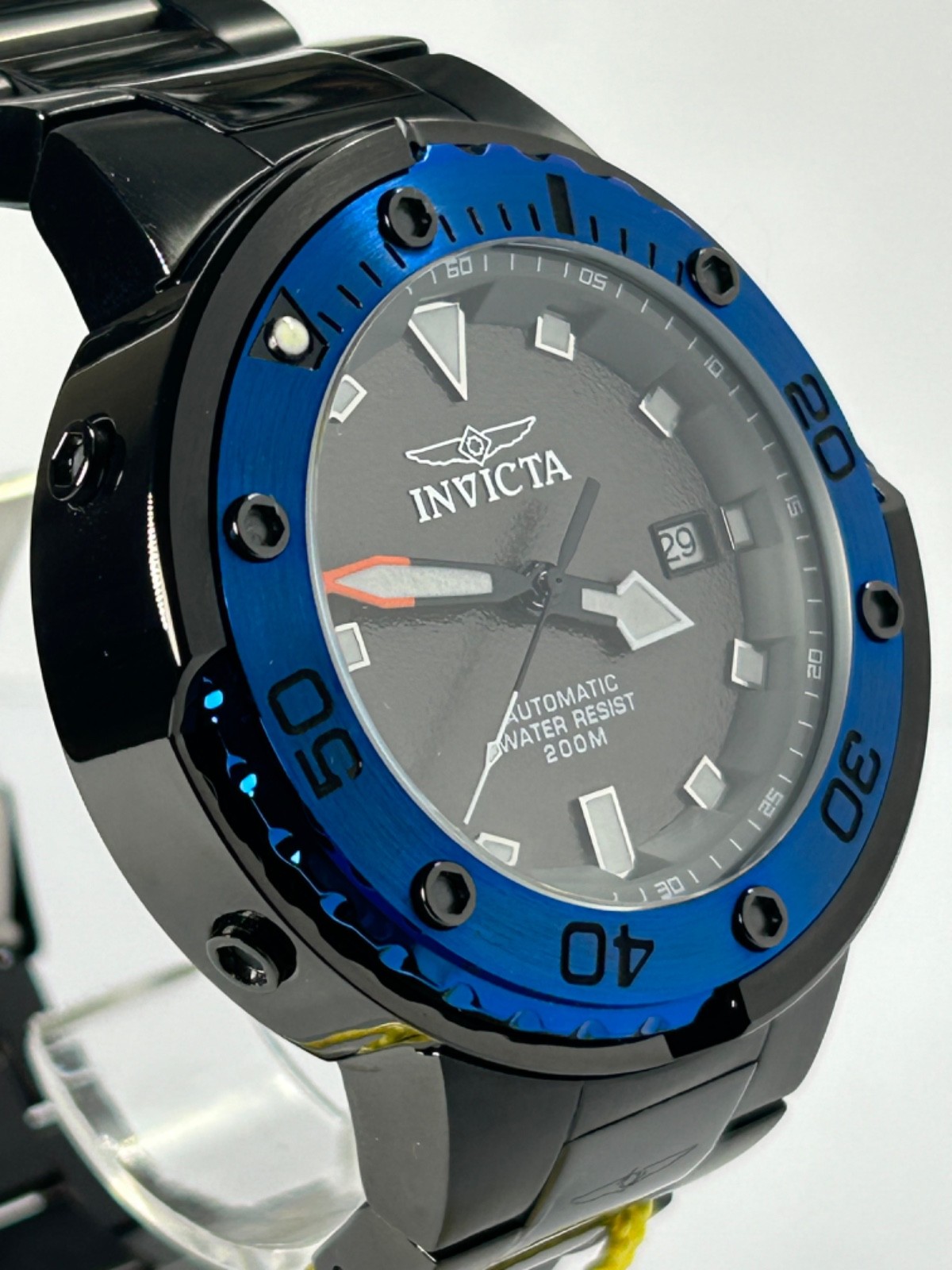 Invicta Pro Diver 24466 Automatic 49MM Black W/Grey Dial Black/Blue Bezel New