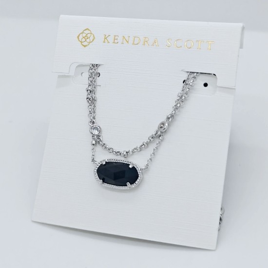 Kendra Scott Elisa Silver Crystal Multi Strand Pendant Necklace in Black