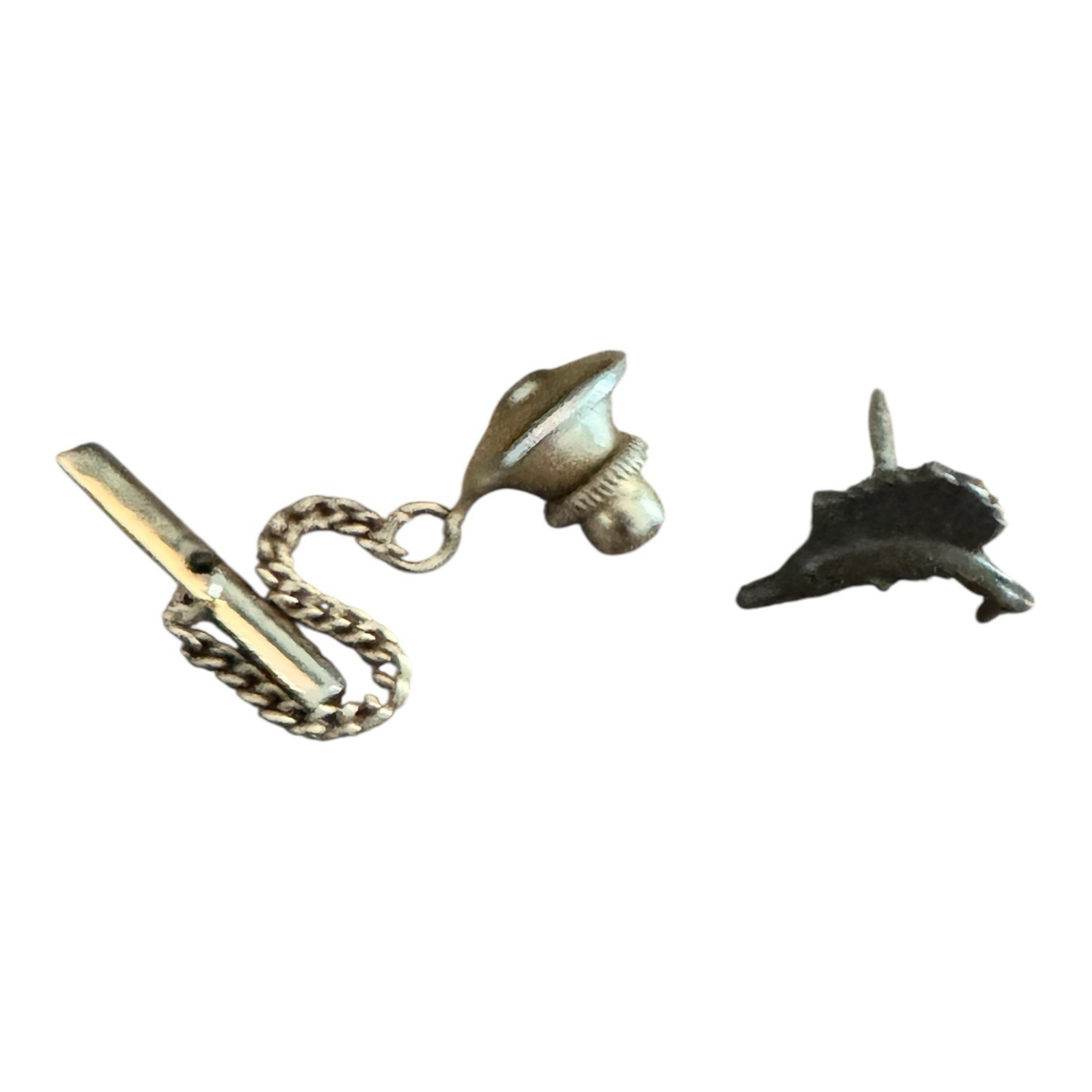 Vintage Swank Bronze Swordfish Tie Tack .5” Nautical Marine Sport Fishing