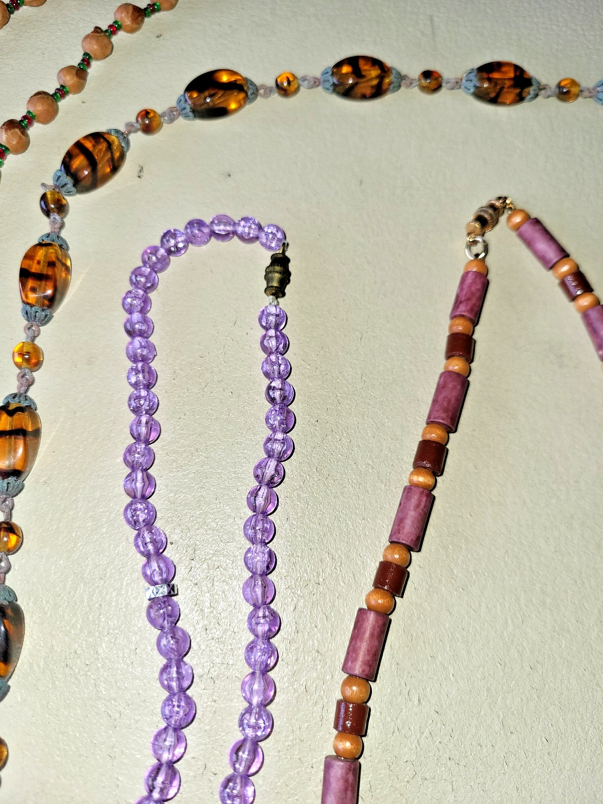 Mixed Lot of 5 Multicolor Beaded Necklaces, Natural, Glass, Metal, Wood, Plastic