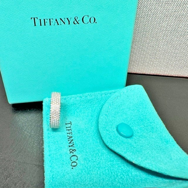 Tiffany & Co. METRO 5 Row .90 CTW Pave Diamond 18K White Gold Ring SIZE 6.5
