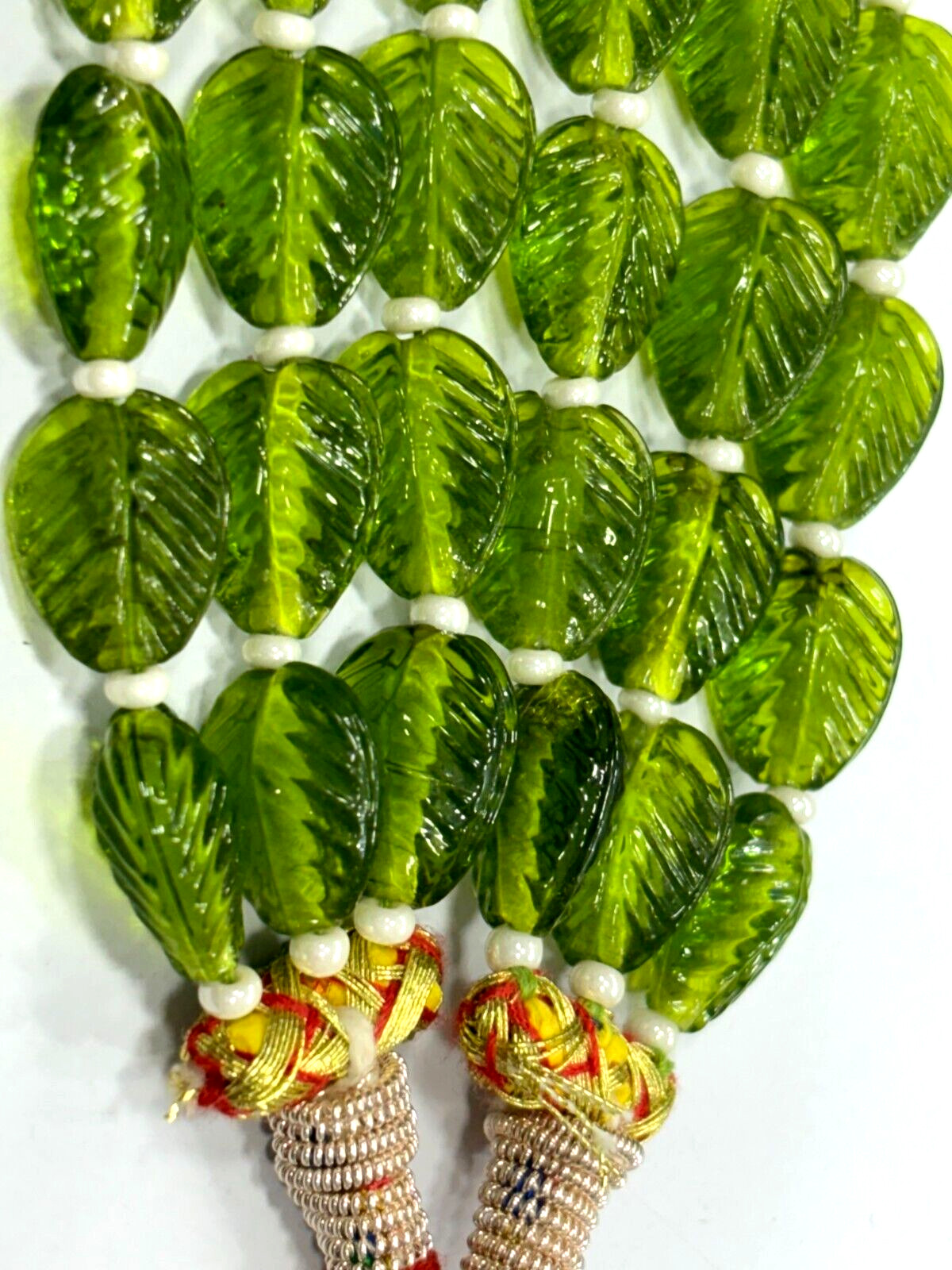 Peridot Pear Carved 10X14-11X15 MM Beads 18″inch 1 Necklace 3 Layer
