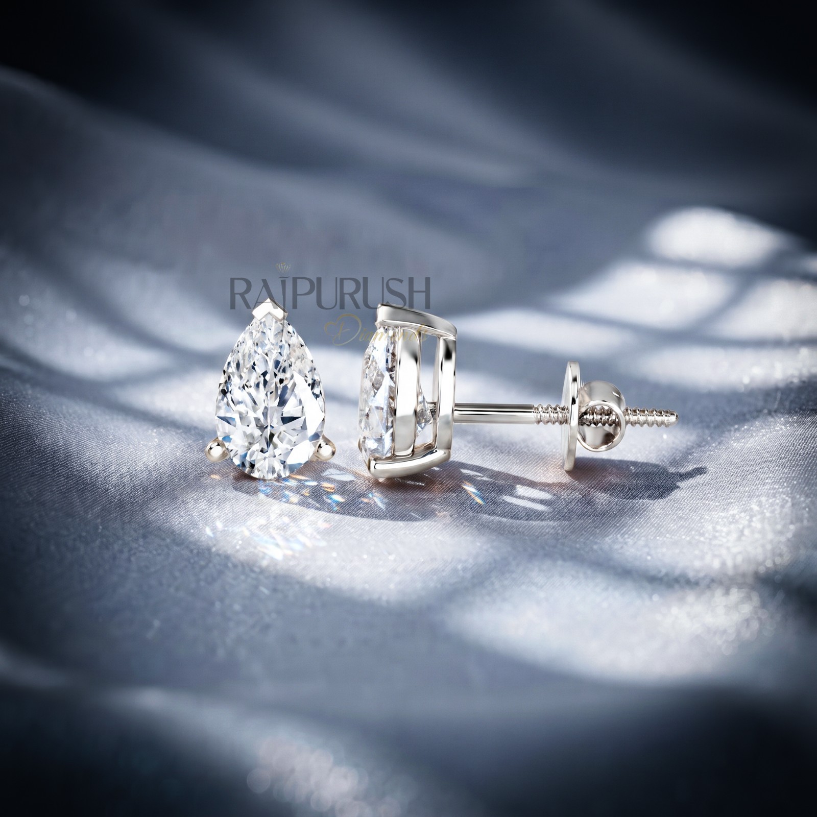 Pear Moissanite Stud Earrings VVS D Color 925 Sterling Silver Gold Plated Women