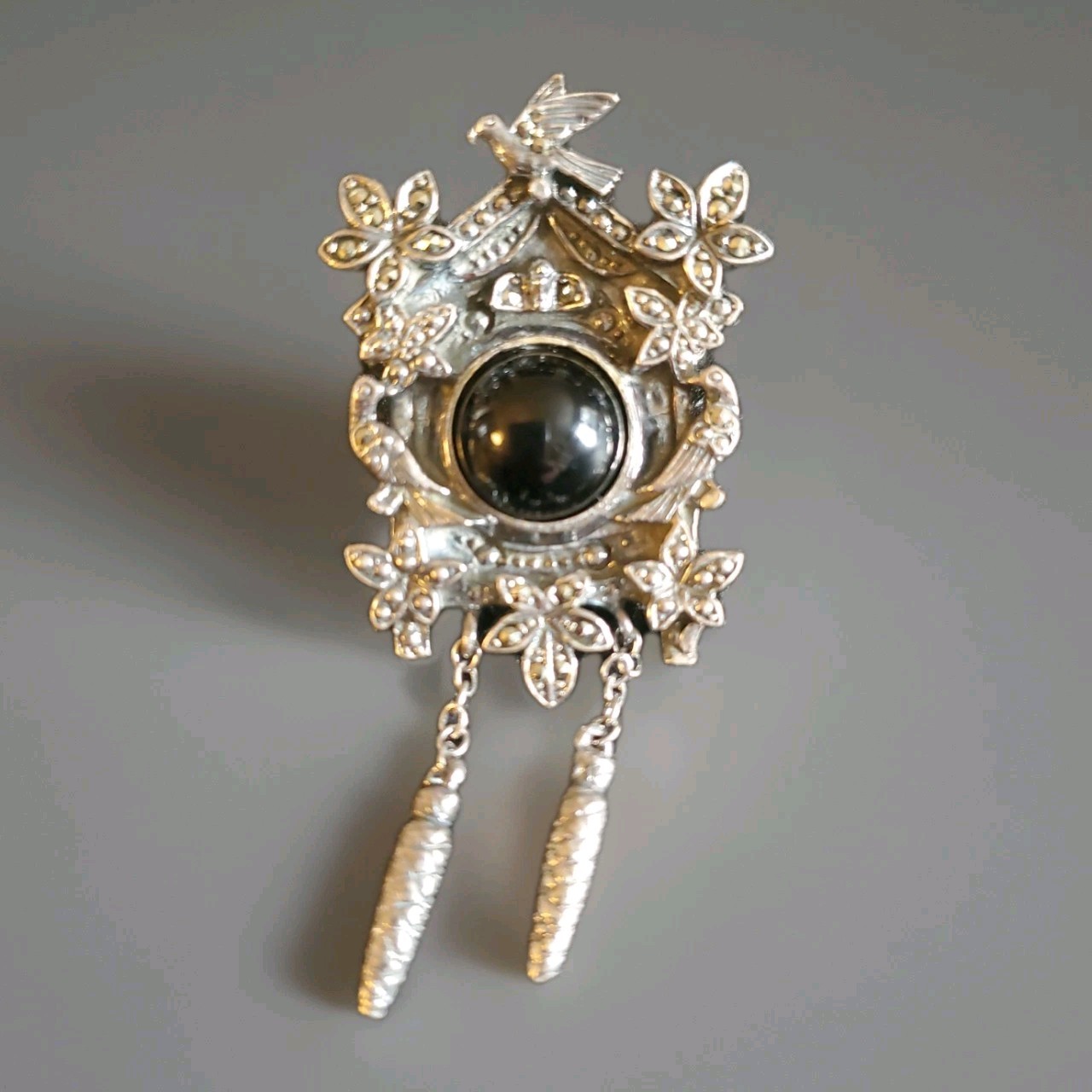 Vintage Cuckoo Clock Pendant, Sterling Silver Made In Germany (By Elo or Elir)