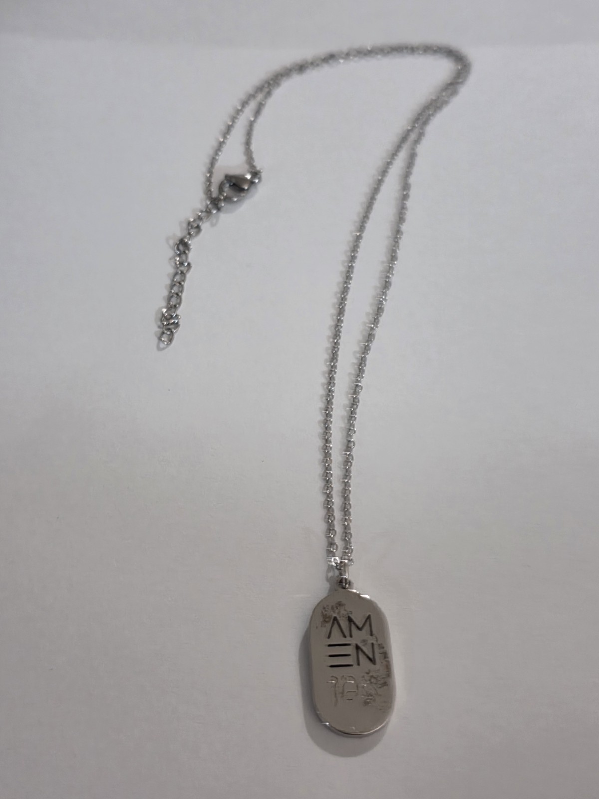 Amen In English And Hebrew Pendant And Adjustable Chain