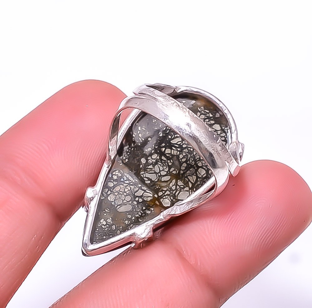 Marcasite Solitaire 925 Sterling Silver Ring s.8 R22, Christmas Gift