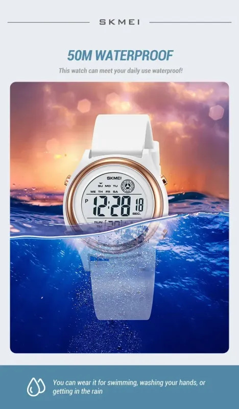 Waterproof Shockproof Sport Countdown Digital Wristwatch Women Stopwatch