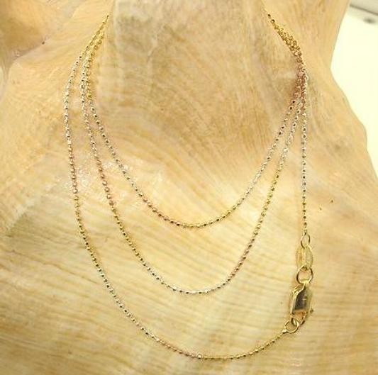 0.9MM ITALIAN YELLOW/ROSE GOLD PLATED 925 STERLING SILVER DC BEAD CHAIN NECKLACE
