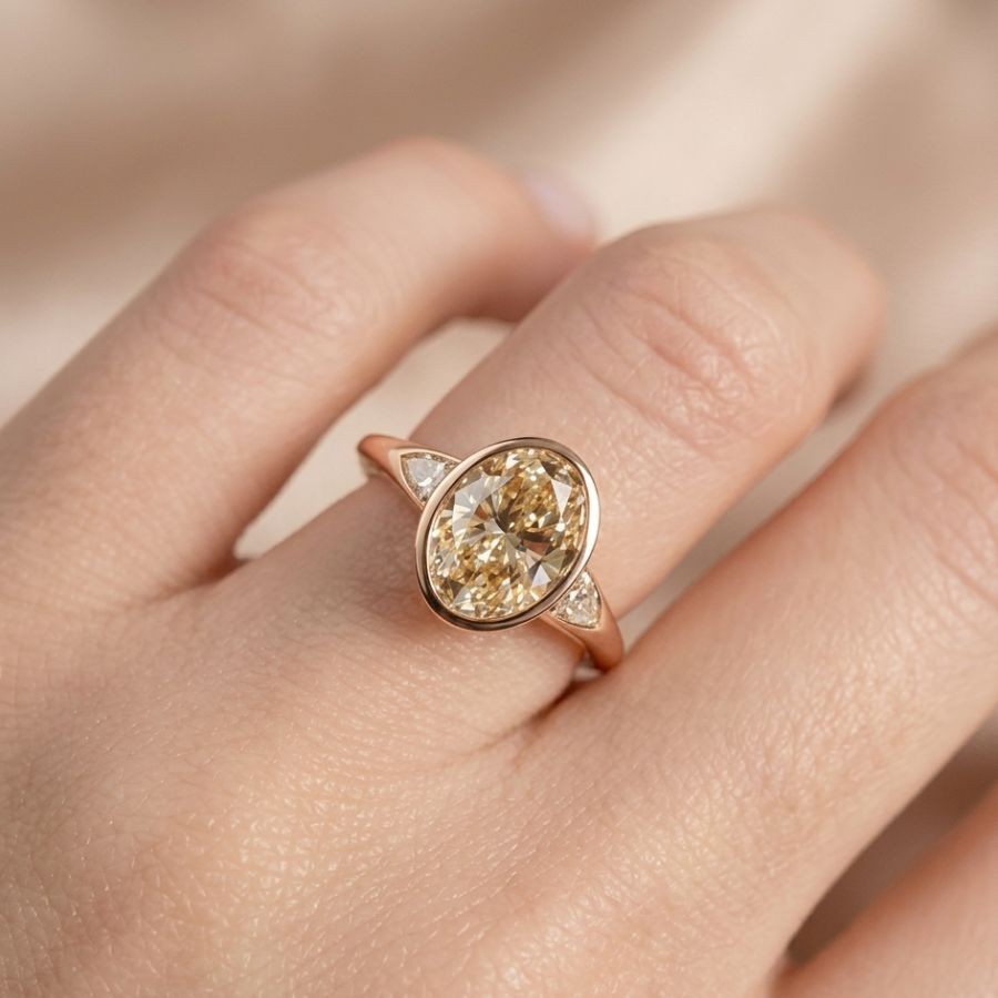 2.20Ct Oval-Cut VS1 Lab Grown Diamond Wedding Engagement Ring 14k Rose Gold