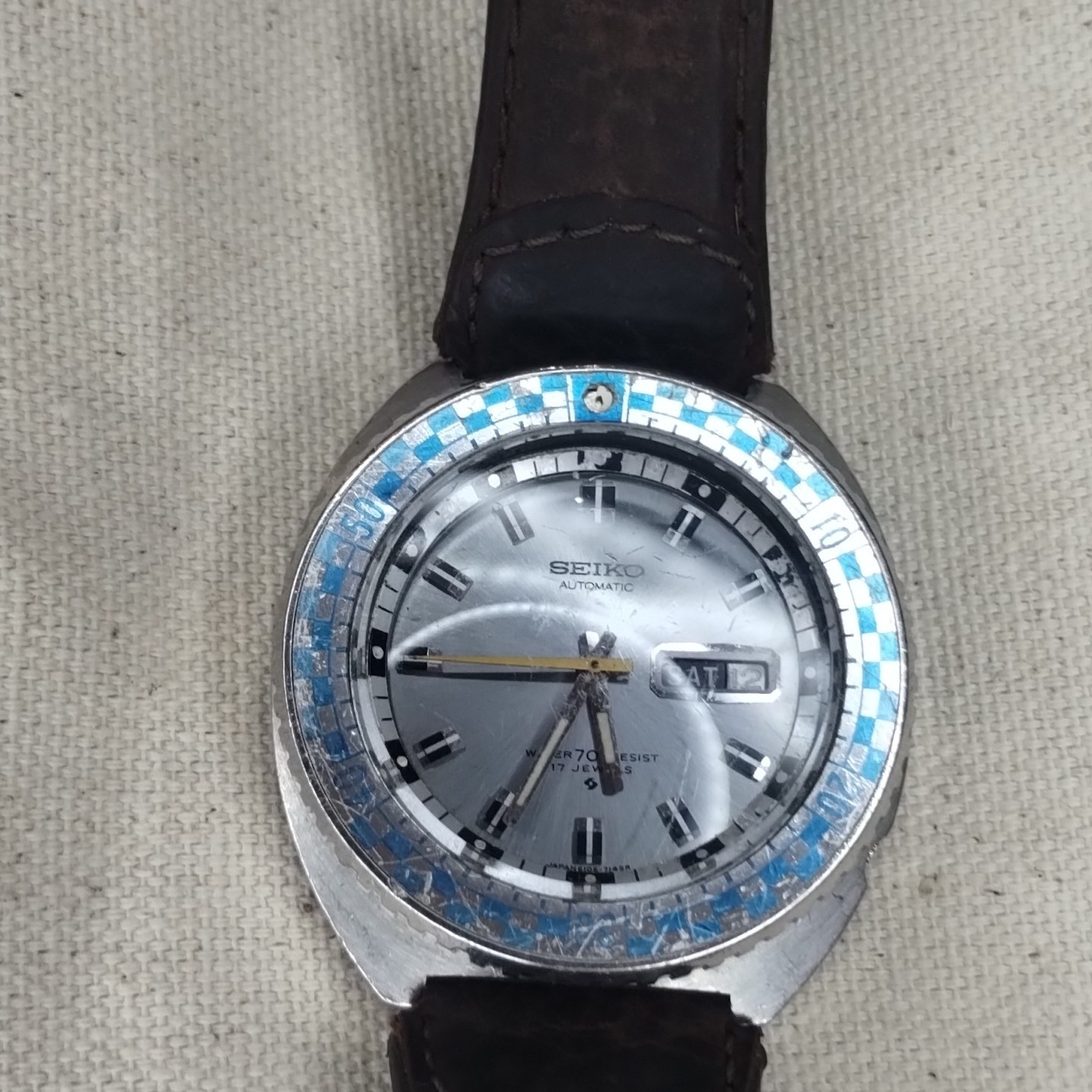 Vintage Seiko 6106-7117 Rally Diver Automatic Men’s Wristwatch Silver Dial