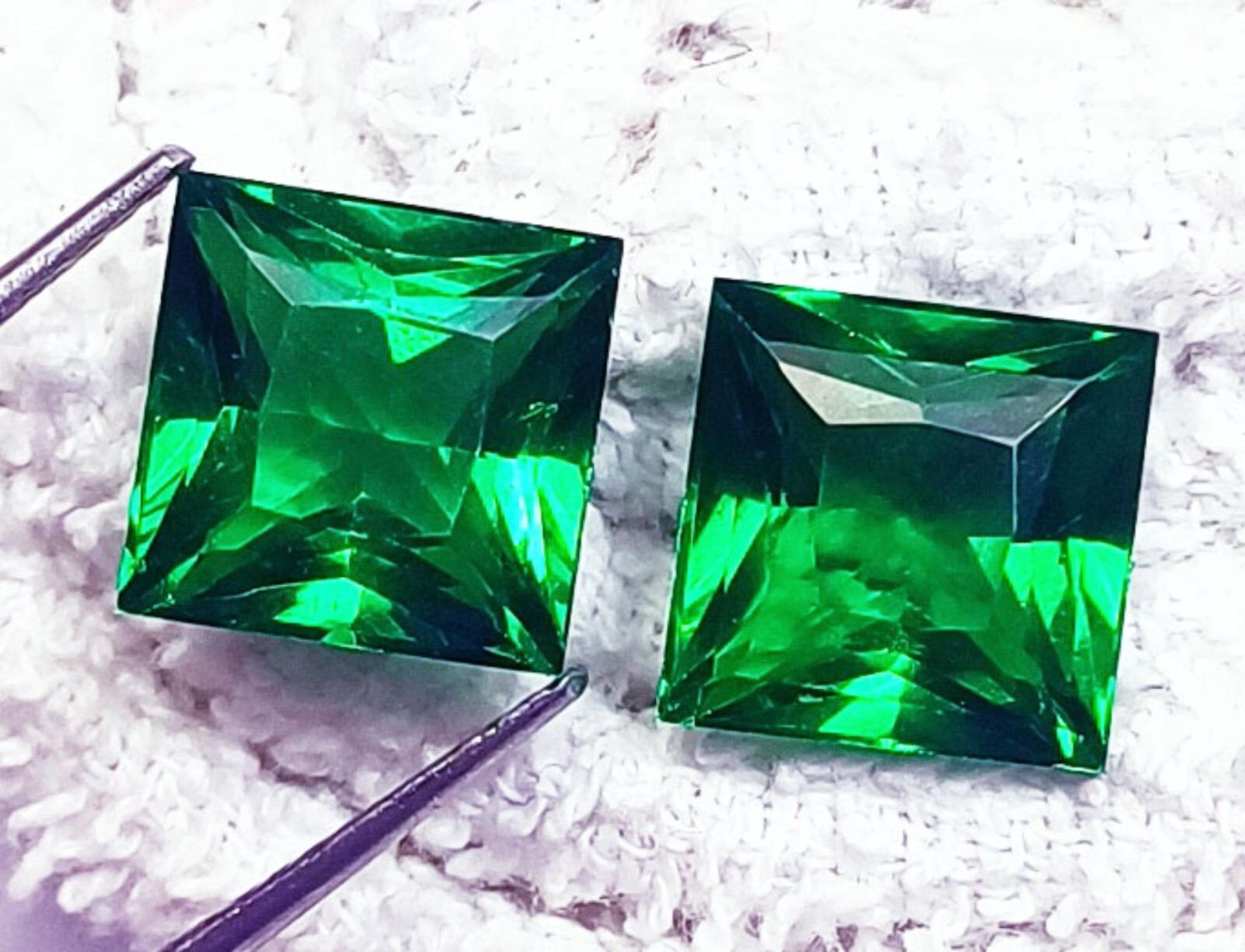 18+ Ct Square Cut Natural Green Garnet Certified Pair Loose Gemstone ~~ PG12