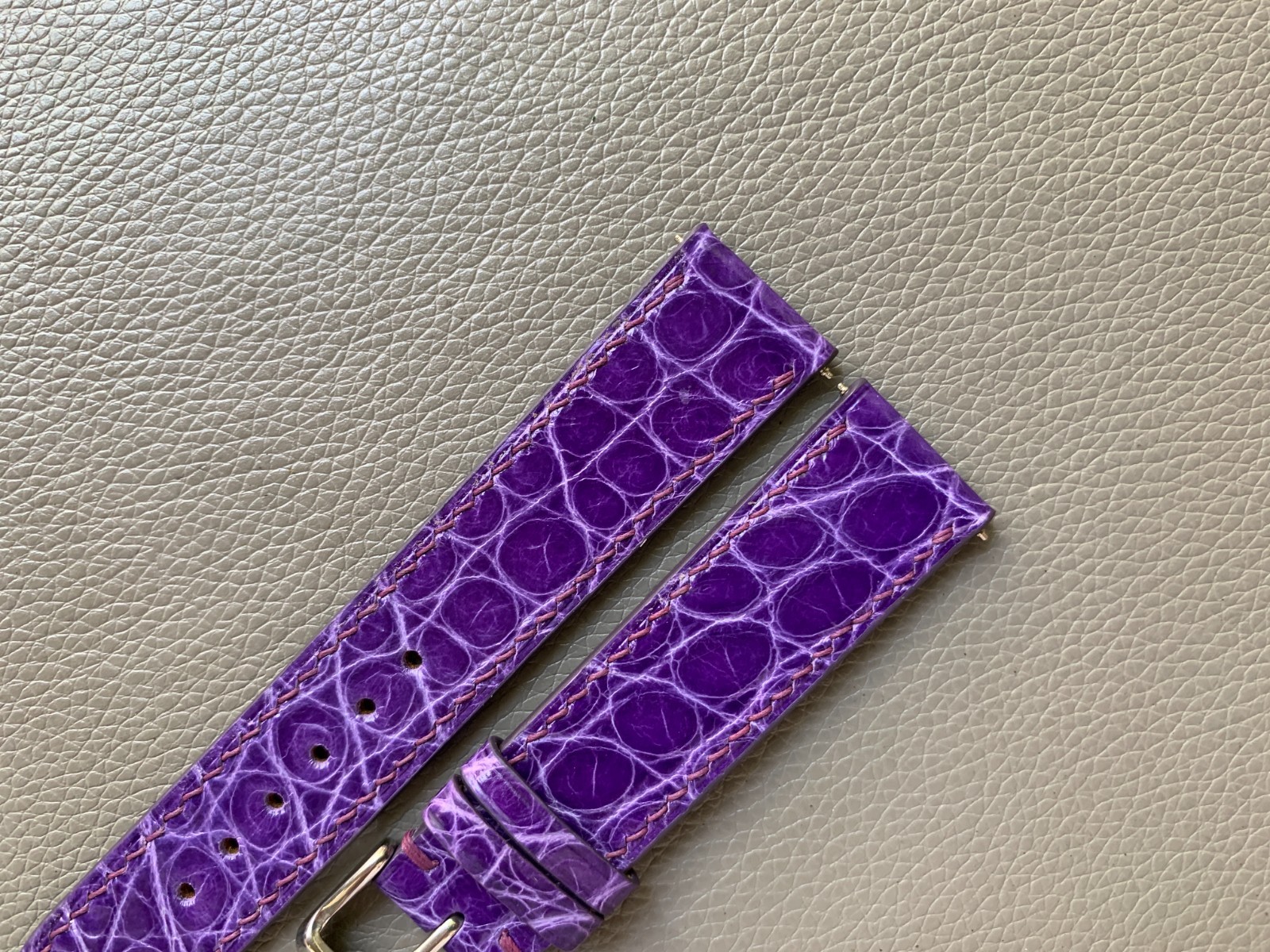 Purple Genuine Leather watch strap band Custom 10..16 17 18 19 20 21 22 23 24mm