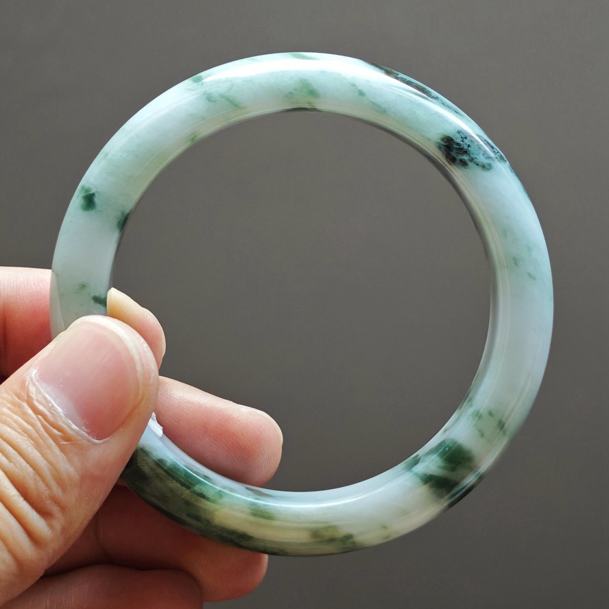 57mm Certification Grade A Green Burma Natural Jadeite Jade Bracelet Bangle8603