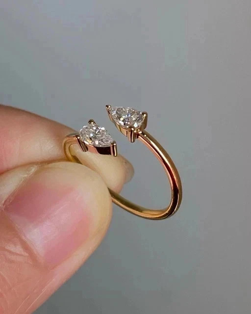 2.00Ct Pear Cut Lab-Created Diamond Bypass Wedding Ring 14K Yellow Gold Plated