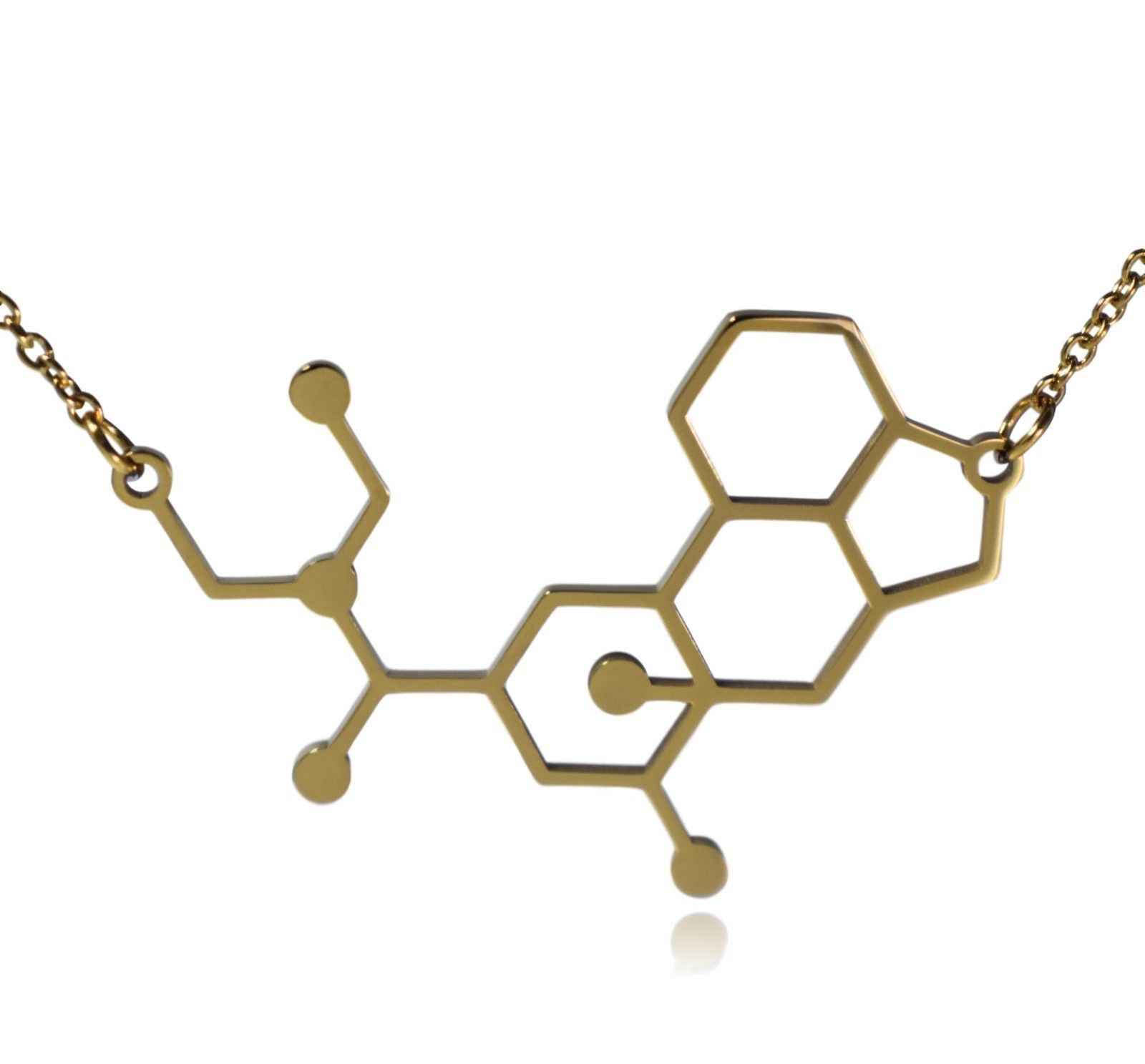 LSD Lysergic Acid Diethylamide Molecule Stainless Steel Necklace