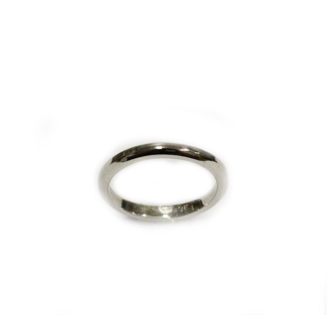 Diamond Ring 0.36ct H SI2 set in 19K white gold + 19K plain band Size-3.5