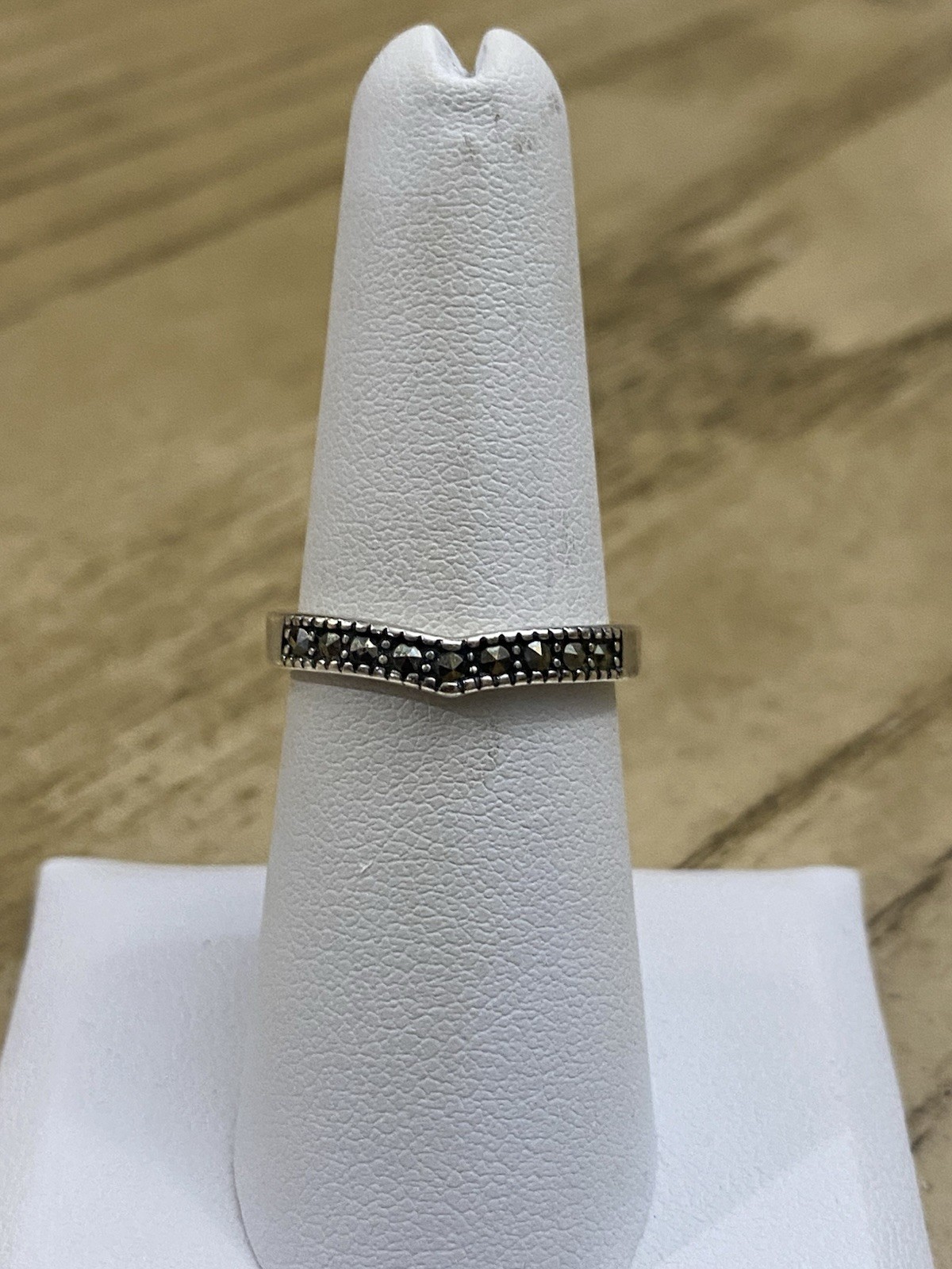 925 Sterling Silver Designer Signed C&A Marcasite Stone Band Ring Size 7